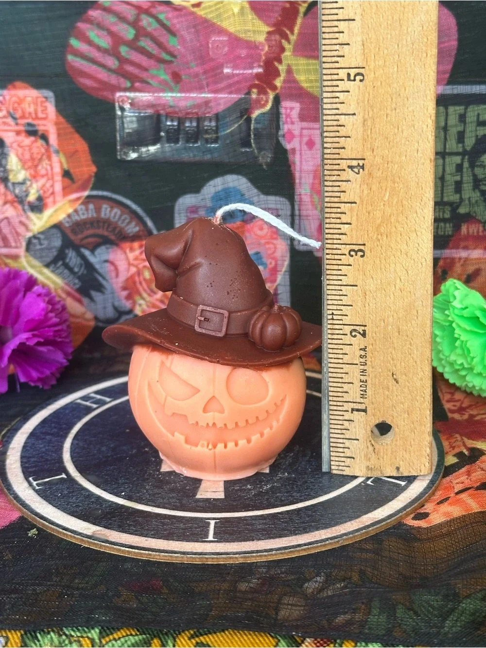 Handmade Rustic Pumpkin Witch Candle – Orange Jack-O’-Lantern